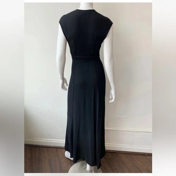 REFORMATION VISTA MAXI WRAP DRESS WITH CUTOUT IN BLACK SIZE 2 - Picture 2 of 6
